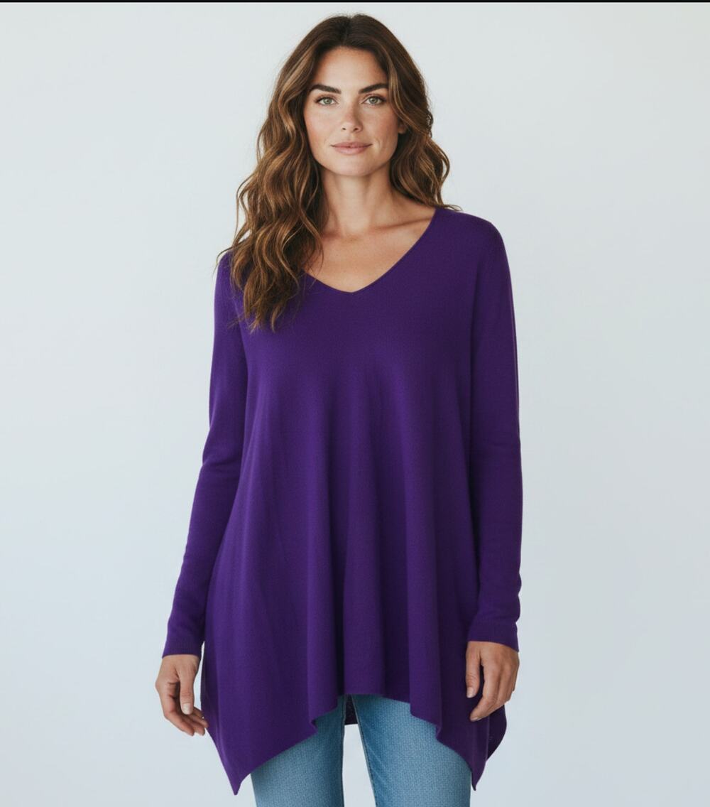 Eileen Fisher Merino Wool Tunic Sweater Purple Small